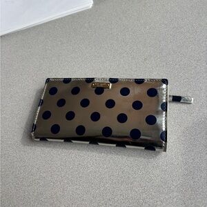 Kate Spade Metallic Wallet with Navy Dots